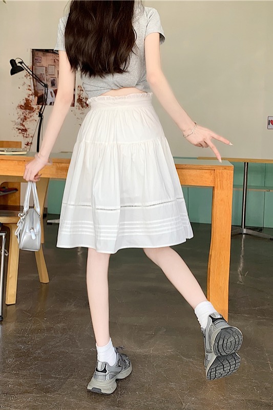 實拍實價 浪漫少女高腰A字蓬蓬半身裙五分裙女春夏季甜美奶系短裙