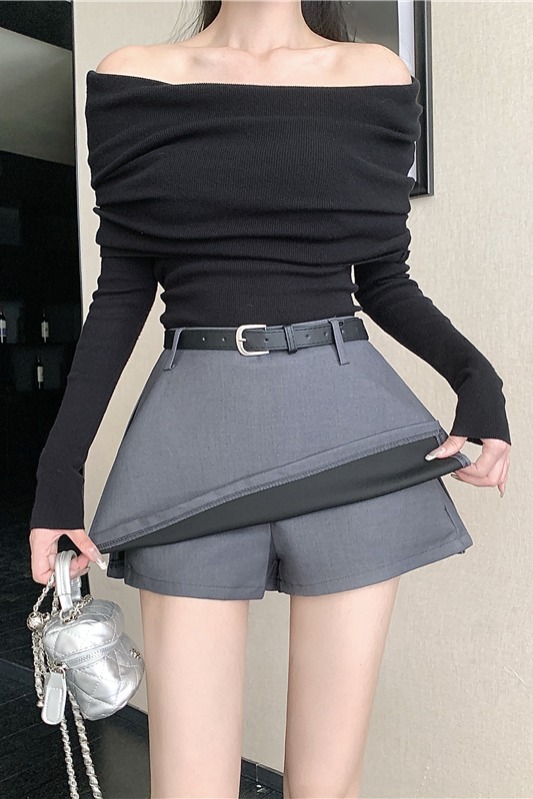 實拍實價 甜美簡約開衩包臀純色西裝半身裙女秋冬小個子a字短裙褲