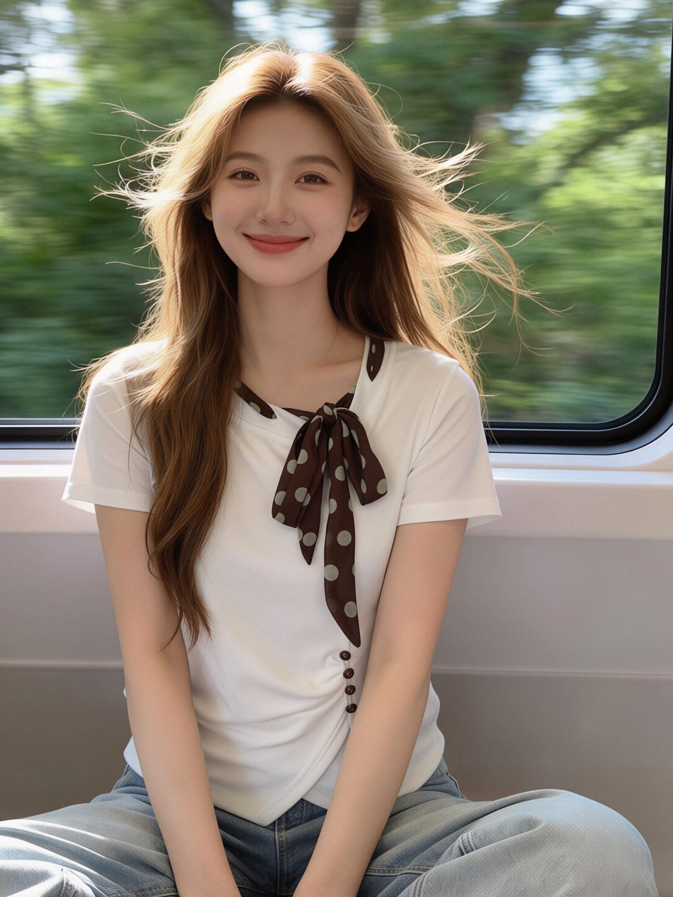 RY2425# 实拍撞咖波点系带假两件短袖T恤女2026夏季美式复古设计感...