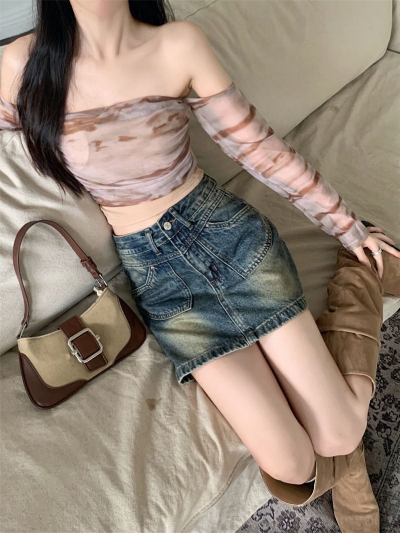 MY11545# 微胖MM牛仔短裙女夏季大码高腰显瘦小个子a字包臀裙半身裙...
