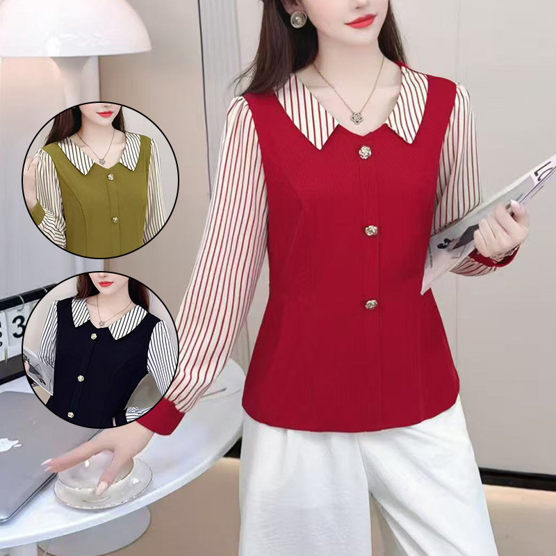 MY12794# 新款拼接上衣妈妈装显瘦遮肚时尚百搭打底衫女裝貨源服裝批發