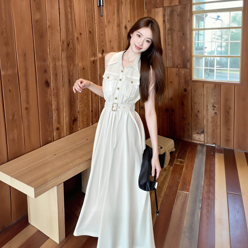 MY12172#  miu系高知老钱风法式衬衫裙气质收腰显瘦连衣裙女夏工装长裙女裝貨源服裝批發