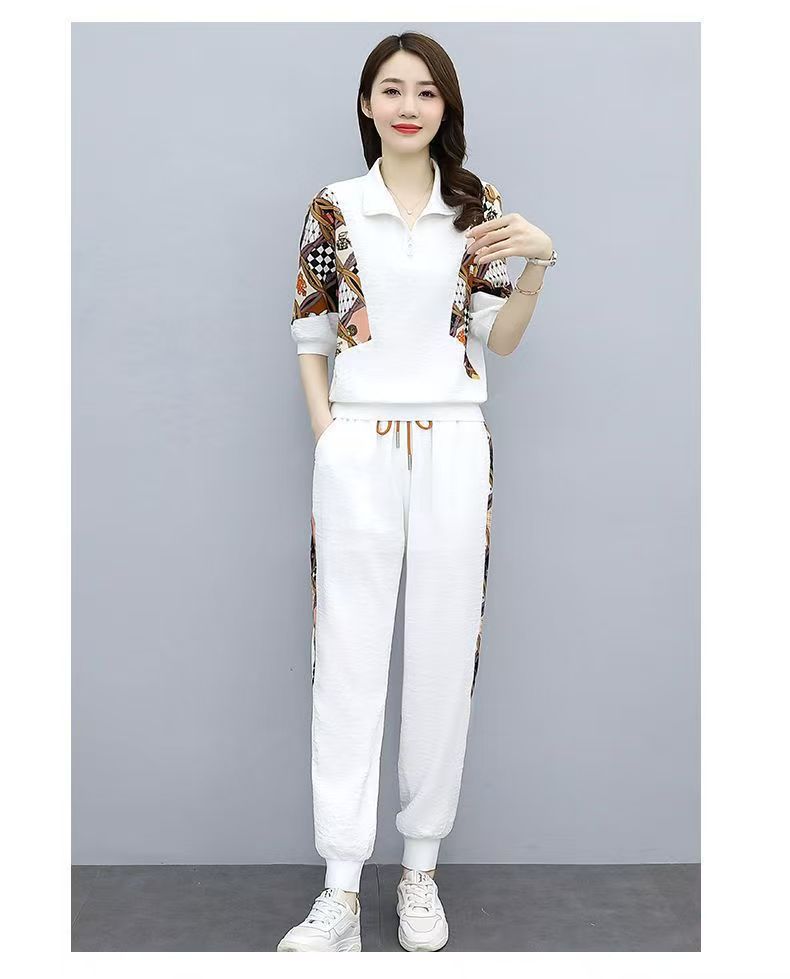 RY2954# 冰丝运动服套装女夏季 2026新款时尚中袖显瘦减龄薄款休闲...