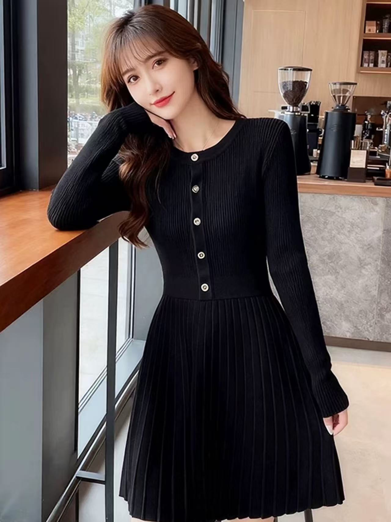 MY14262# 巨好看高级感针织连衣裙新款今年流行爆款收腰显瘦裙子女裝貨...