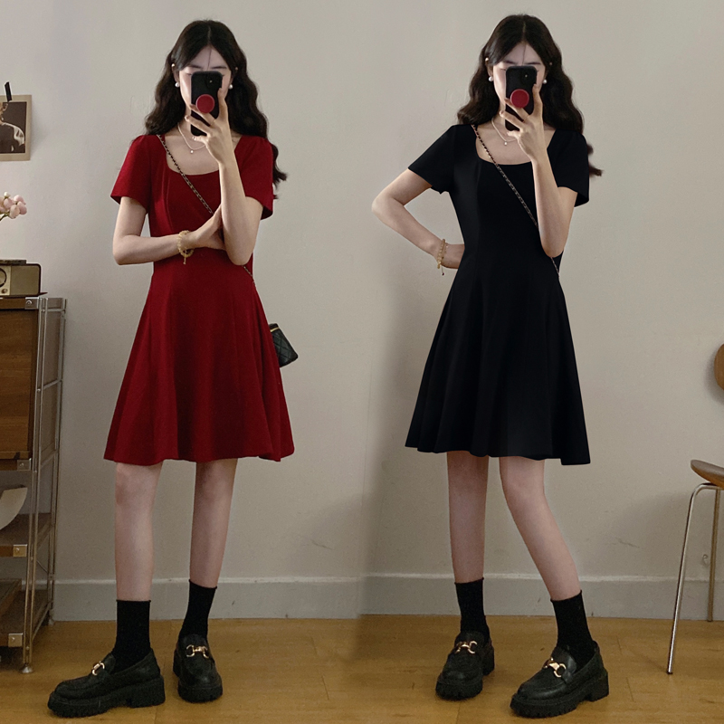 MY8908# 大码女装法式气质千金感纯色连衣裙女显瘦优雅轻奢赫本大摆裙女裝貨源服裝批發