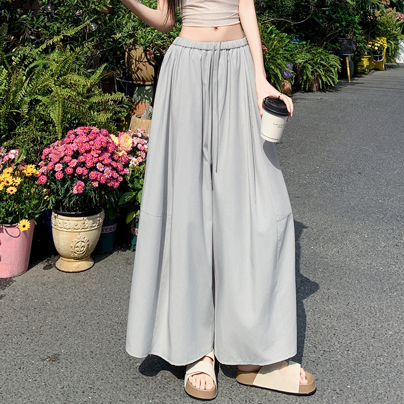 天絲闊腿褲女2026夏季薄款寬松遮胯顯瘦垂感休閑冰絲梧桐九分褲