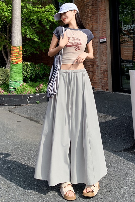 天絲闊腿褲女2026夏季薄款寬松遮胯顯瘦垂感休閑冰絲梧桐九分褲