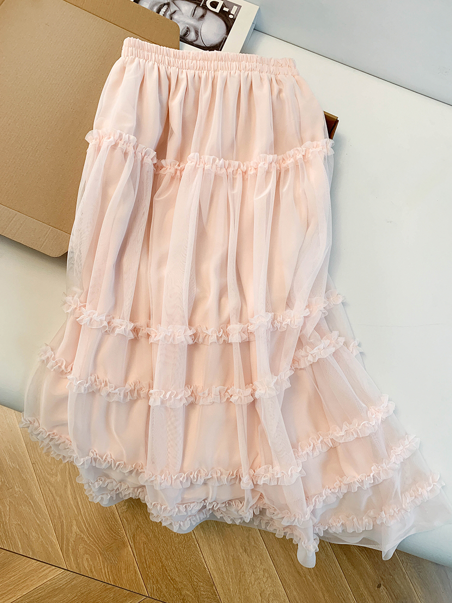 RY1123# 实拍 法式花边网纱蛋糕半身裙温柔设计感韩系气质显瘦百搭裙子