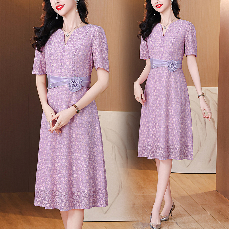 MY9487# 高端喜婆婆婚宴装礼服新款年轻结婚妈妈婚礼高贵洋气V领女裝貨源服裝批發