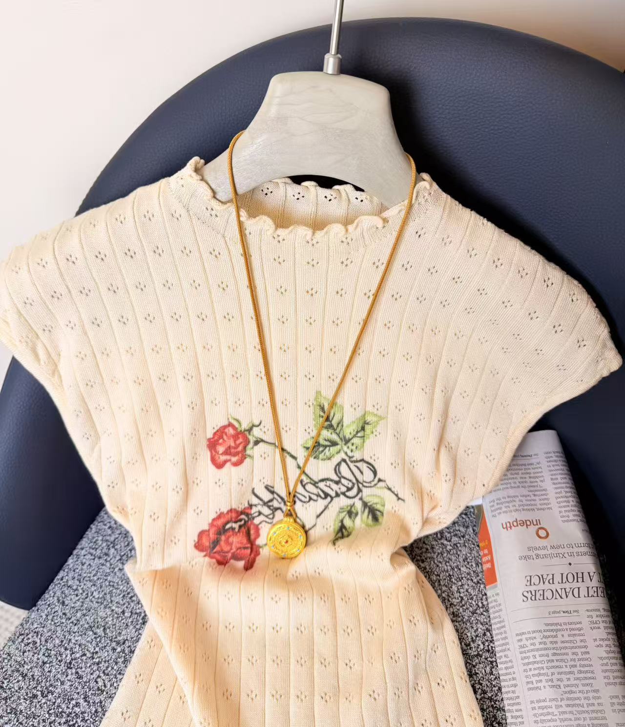 實拍小眾別致設計感木耳邊短袖T恤女夏季辣妹純欲新款上衣chic