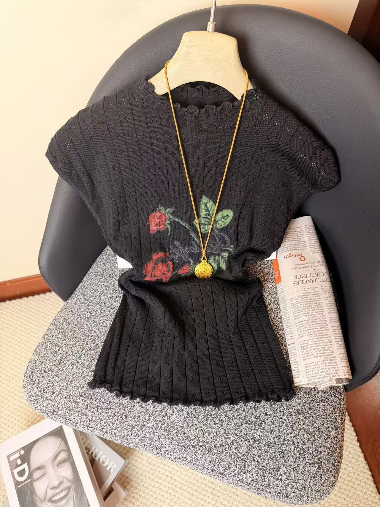 實拍小眾別致設計感木耳邊短袖T恤女夏季辣妹純欲新款上衣chic