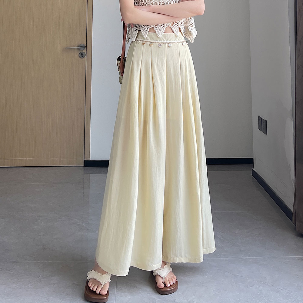 實拍度假風流蘇拉鏈寬松闊腿褲女2026夏季高腰顯瘦九分直筒休閑褲