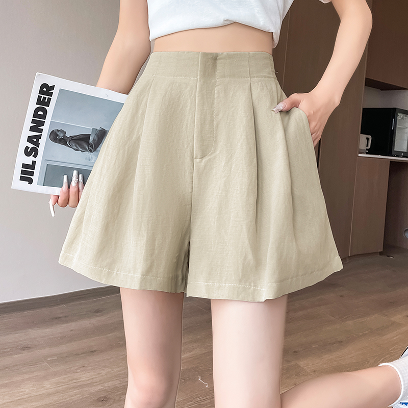 實拍冰絲棉麻都市通勤松弛感高腰aa字西裝亞麻休閑顯瘦闊腿五分褲