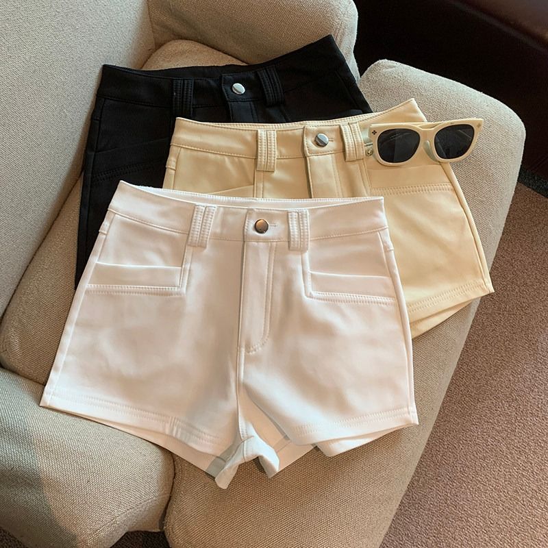 RY1293# 白色短裤女夏季2026新款高腰包臀弹力百搭辣妹三分裤打底外...