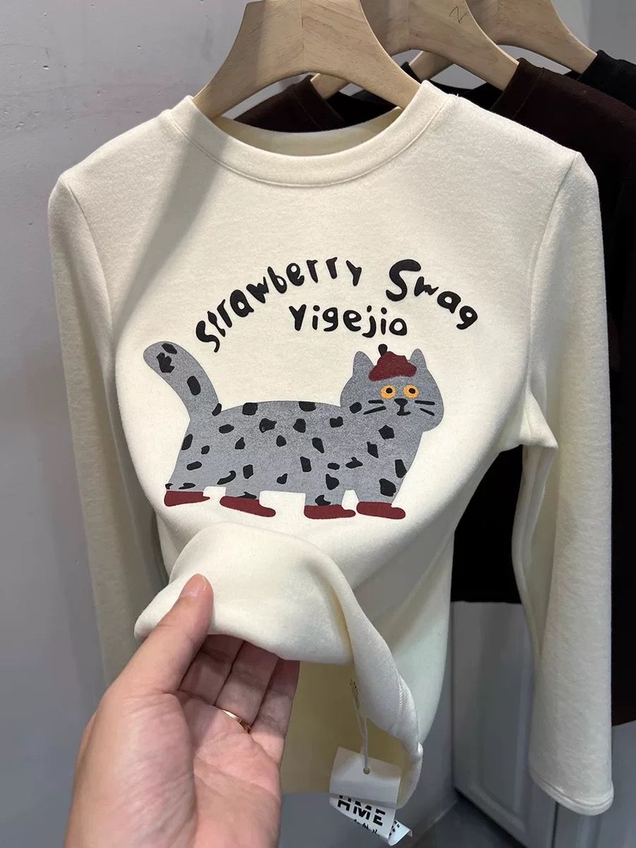 MY16643# 德绒特大码300斤新款软糯双面磨毛德绒长袖T恤女女裝貨源服裝批發