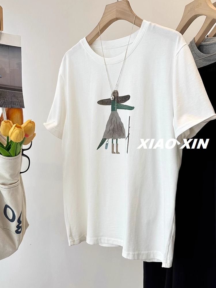 MY16795#  21支纯棉100%棉韩国搞怪卡通印花短袖T恤女女裝貨源...