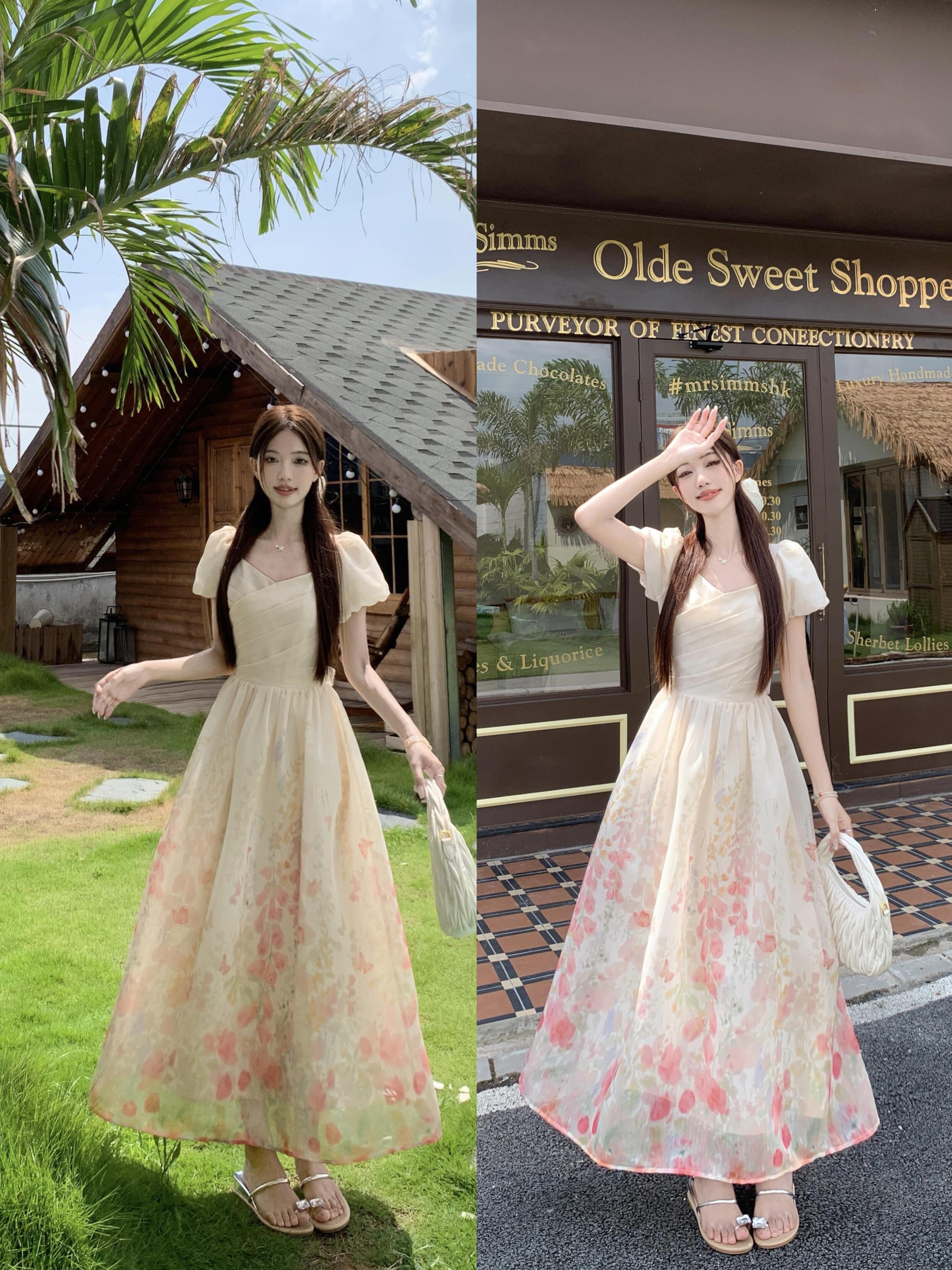 MY11480# 洛神花语胖MM夏季甜美可爱财阀千金显瘦连衣裙女裝貨源服裝批發