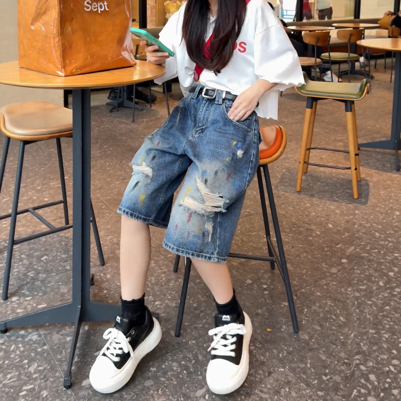破洞牛仔短褲女夏季薄款2026新款大碼胖mm顯瘦梨型身材美式五分褲