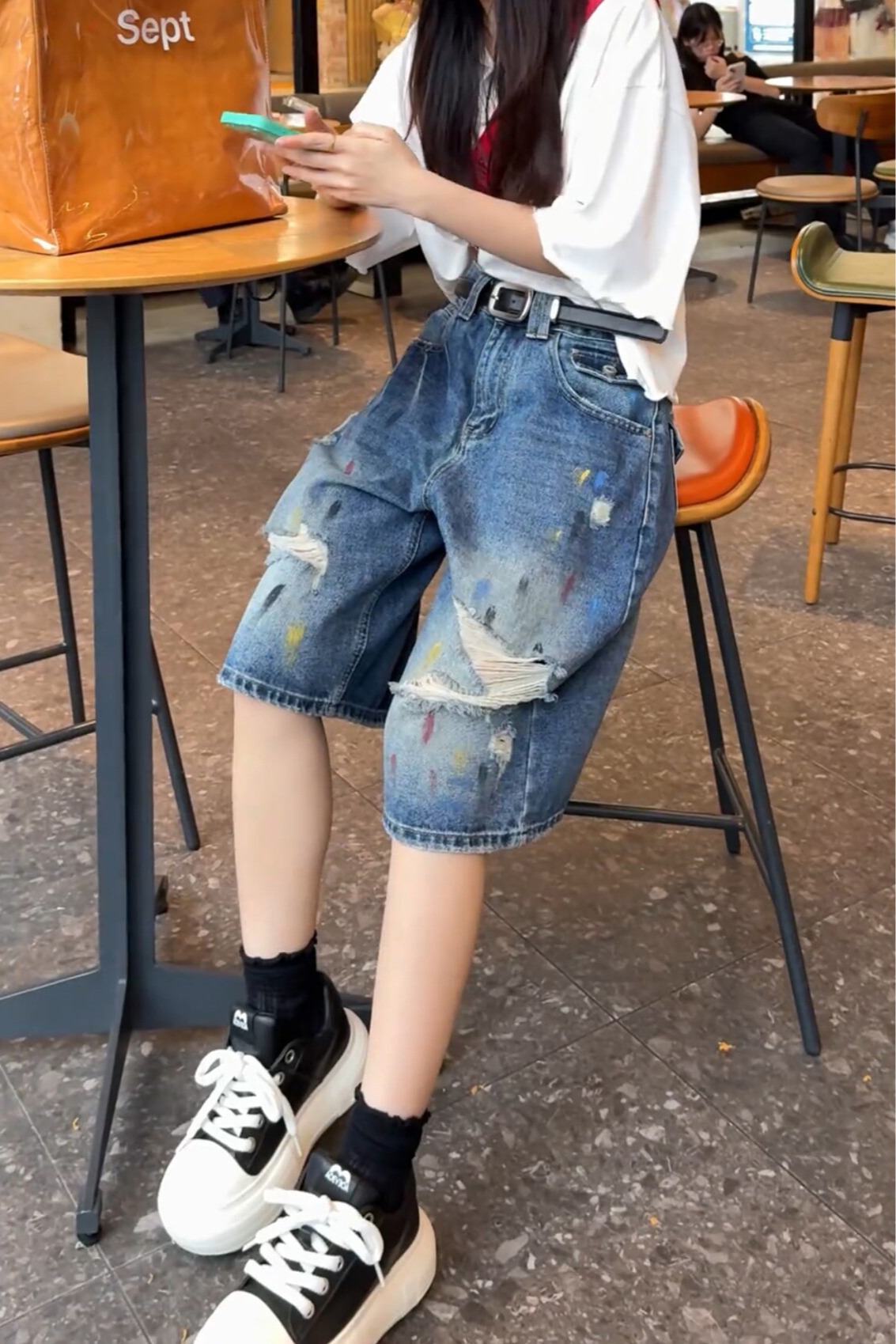破洞牛仔短褲女夏季薄款2026新款大碼胖mm顯瘦梨型身材美式五分褲