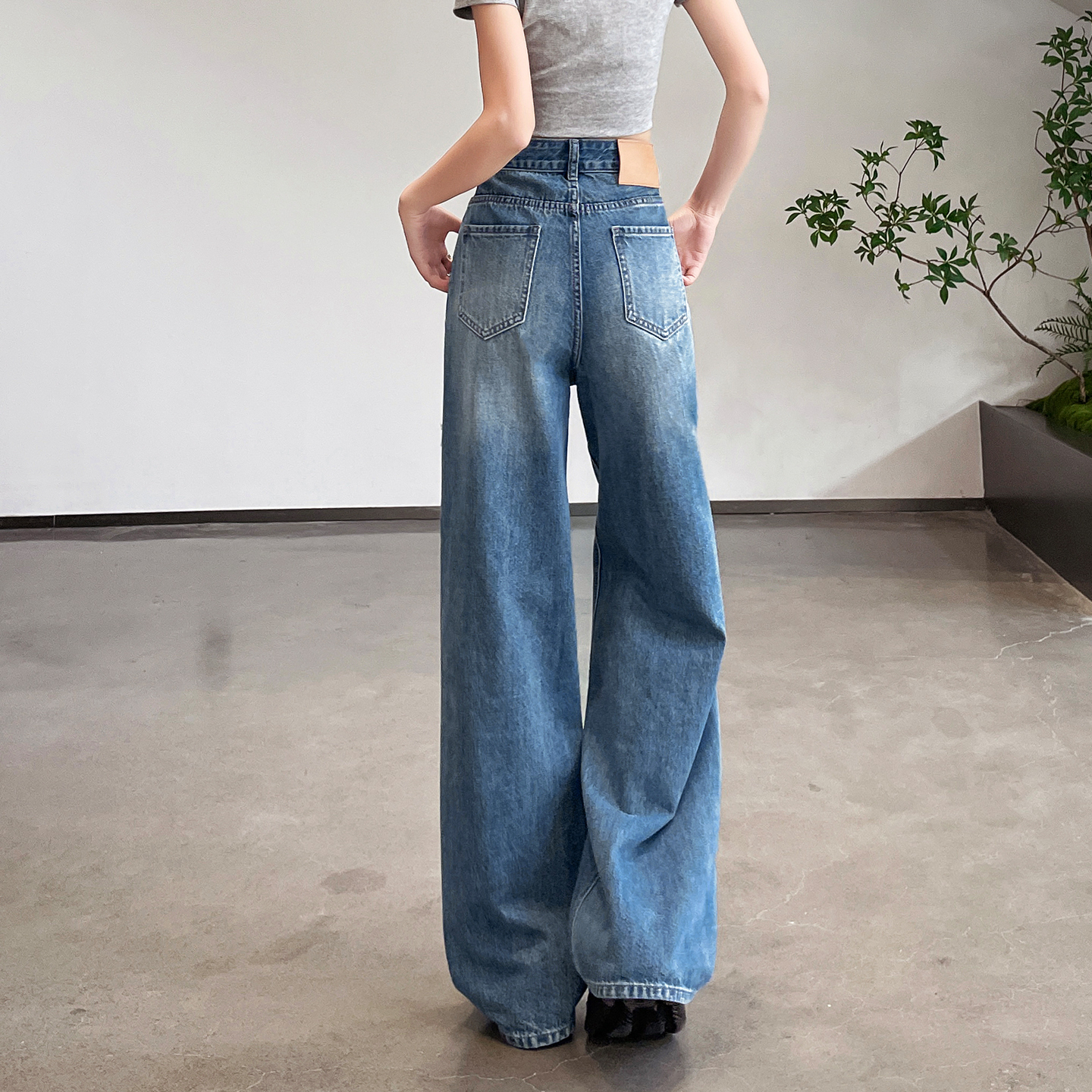 實拍復古破洞闊腿牛仔褲女2026春夏新款美式個性遮肉顯瘦直筒褲潮