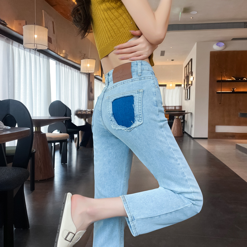 實拍直筒牛仔褲女夏裝2026年新款高腰修身顯瘦小個子九分煙管褲子
