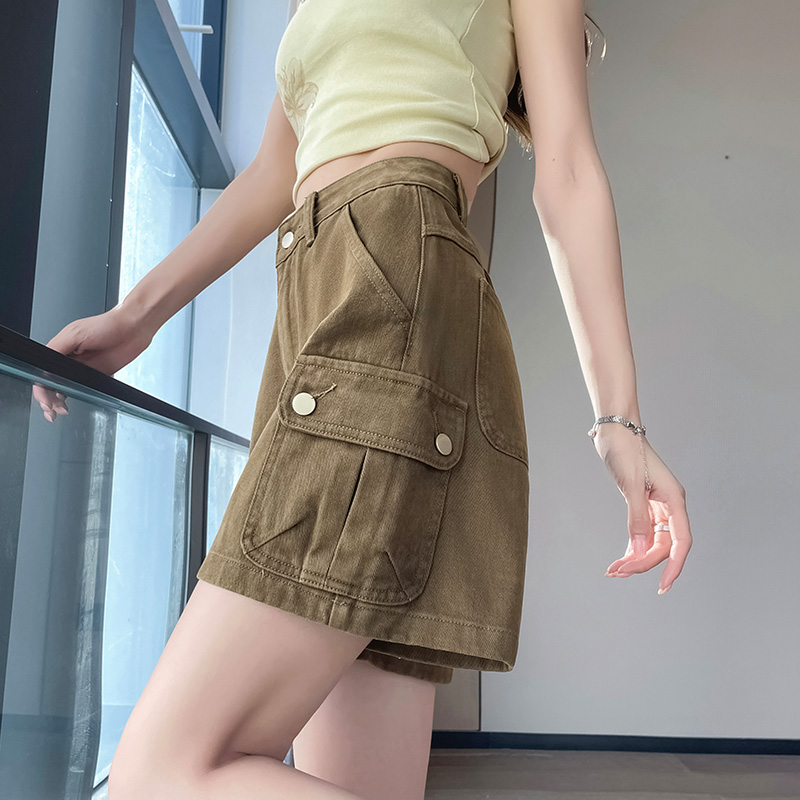 實拍2026夏薄款高腰寬松顯瘦美式復古牛仔短褲女小個子A字熱褲女