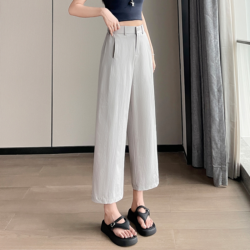 RY6777# 休闲时尚小个子直筒哈伦裤女2026夏季新款薄款高腰显瘦九分西装裤