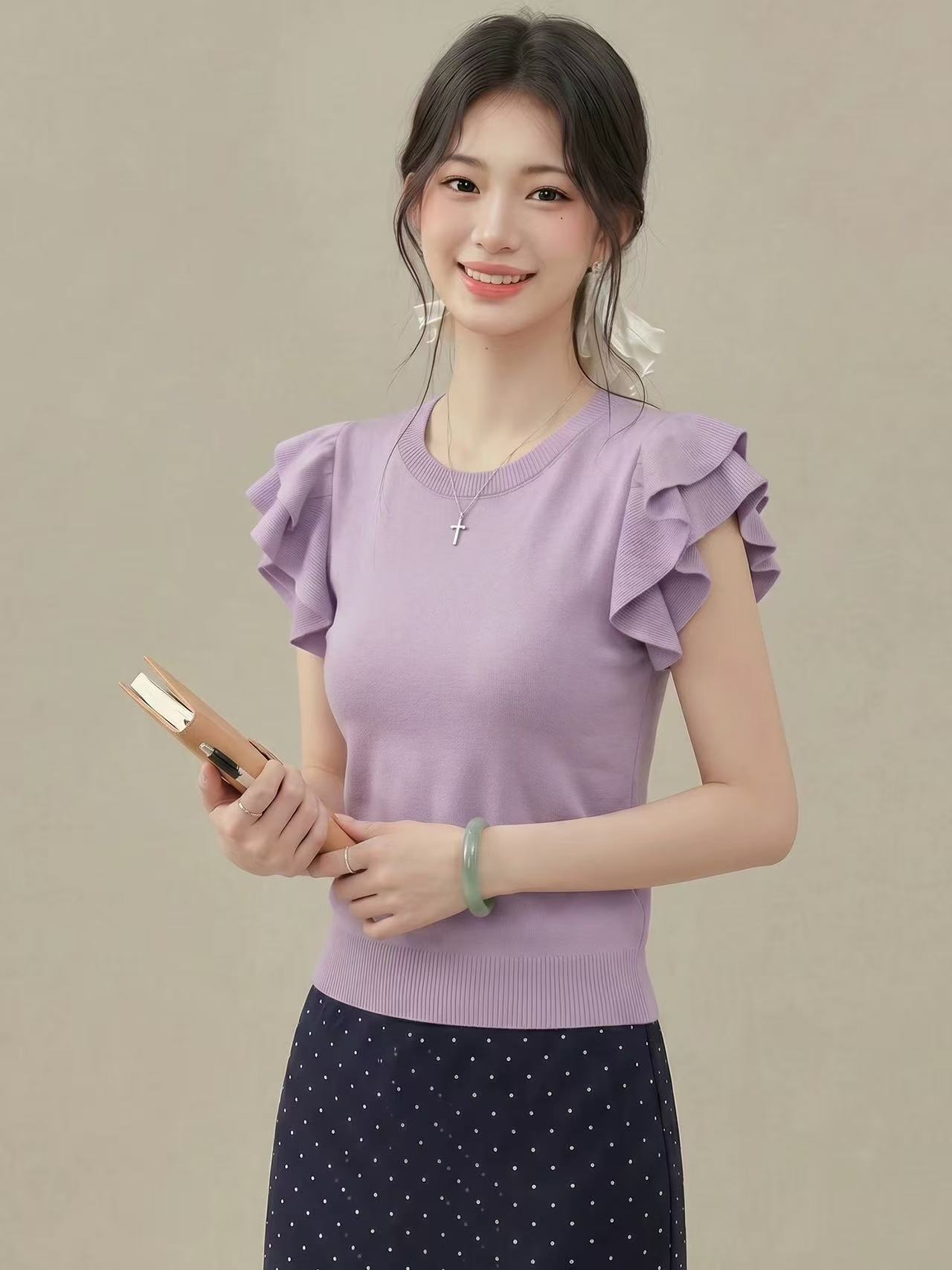韓系漂亮設計感上衣氣質女裝夏季2026新款巨好看的小個子短袖t恤