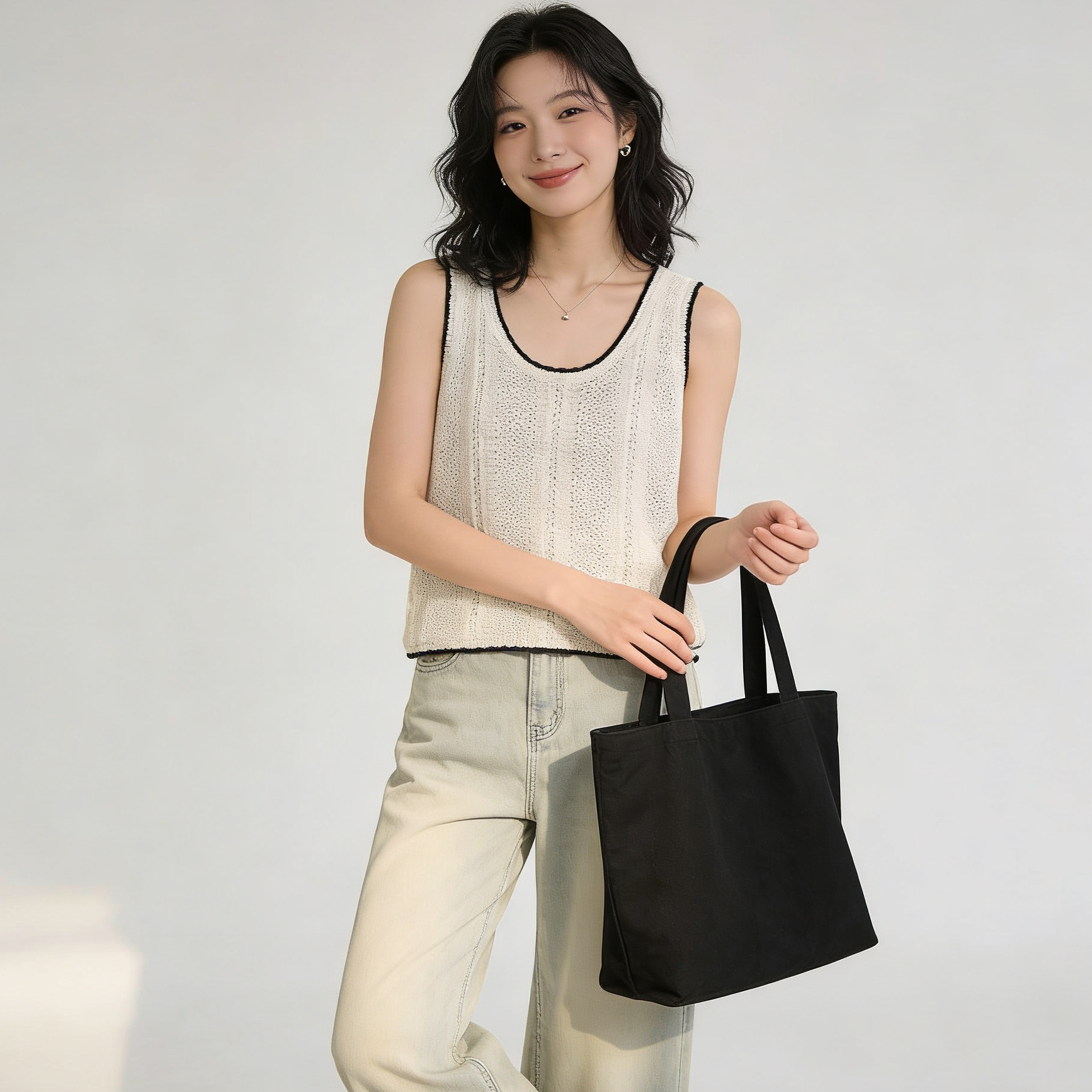 法式休閑甜美麻料背心2026夏季新款韓版薄款坎肩百搭純色無袖T恤