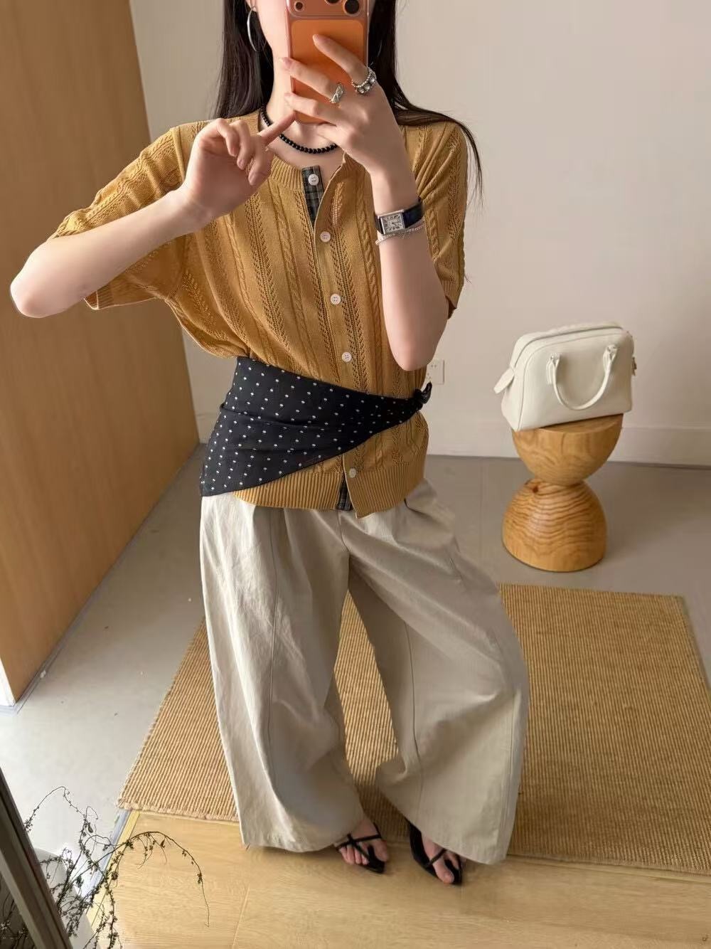 法式溫柔風鏤空絞花紋短袖針織開衫女夏季薄款百搭顯瘦高級感上衣