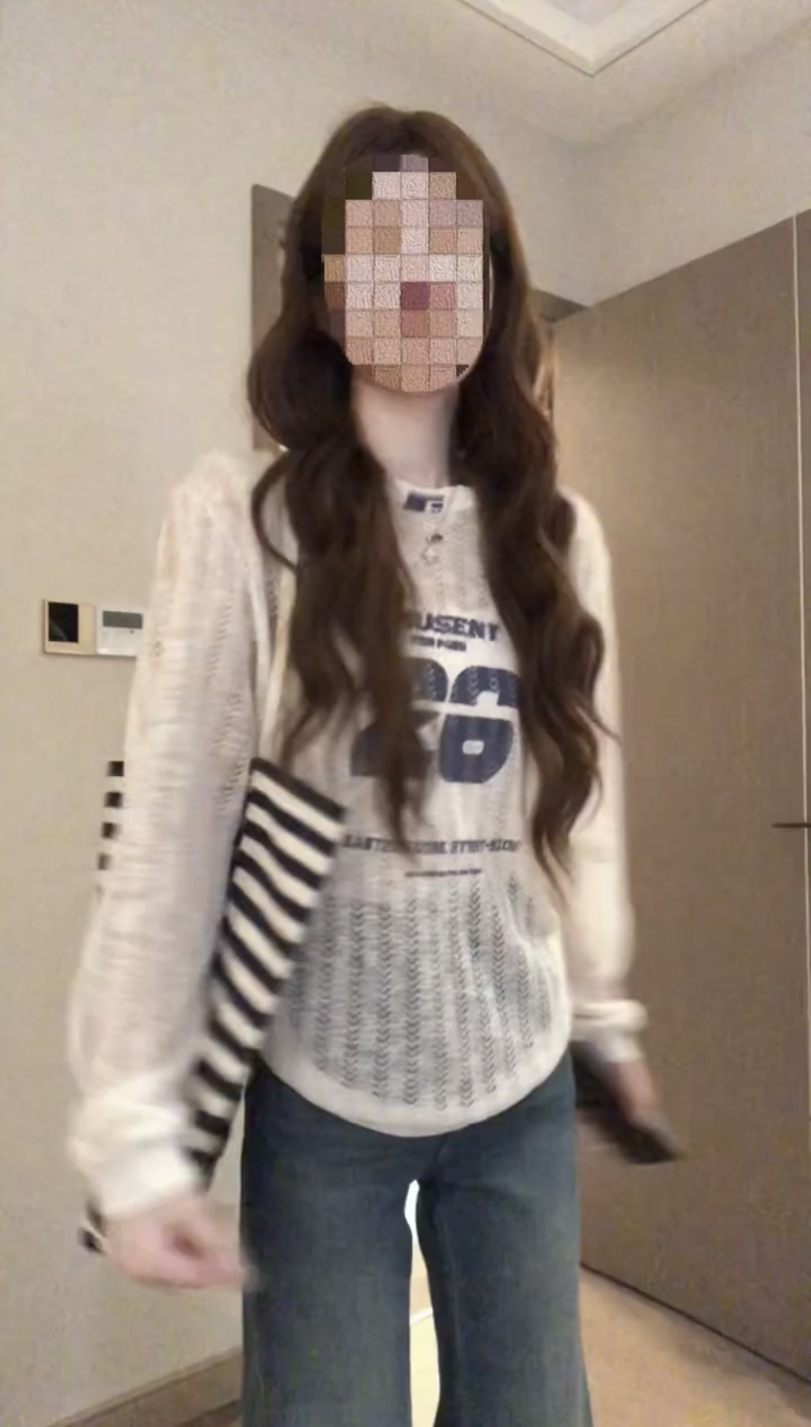 寬松慵懶風鏤空針織罩衫女夏季學生百搭圓領長袖設計感防曬上衣女