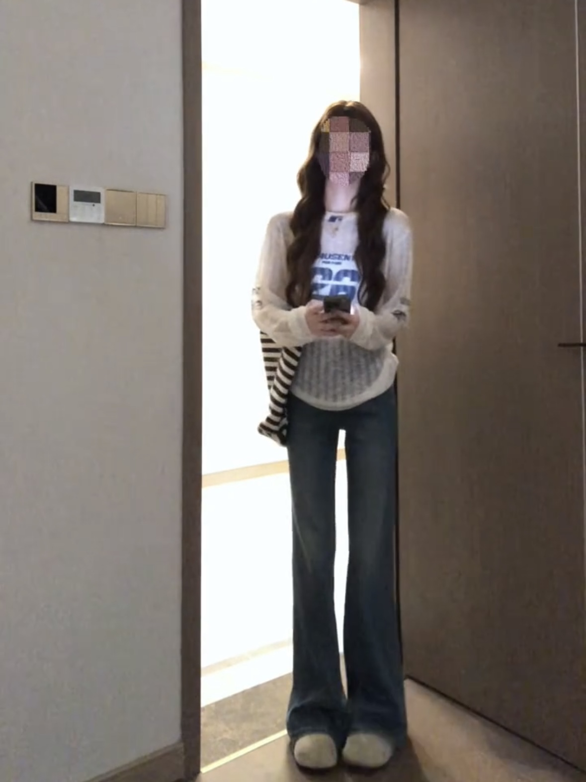 寬松慵懶風鏤空針織罩衫女夏季學生百搭圓領長袖設計感防曬上衣女
