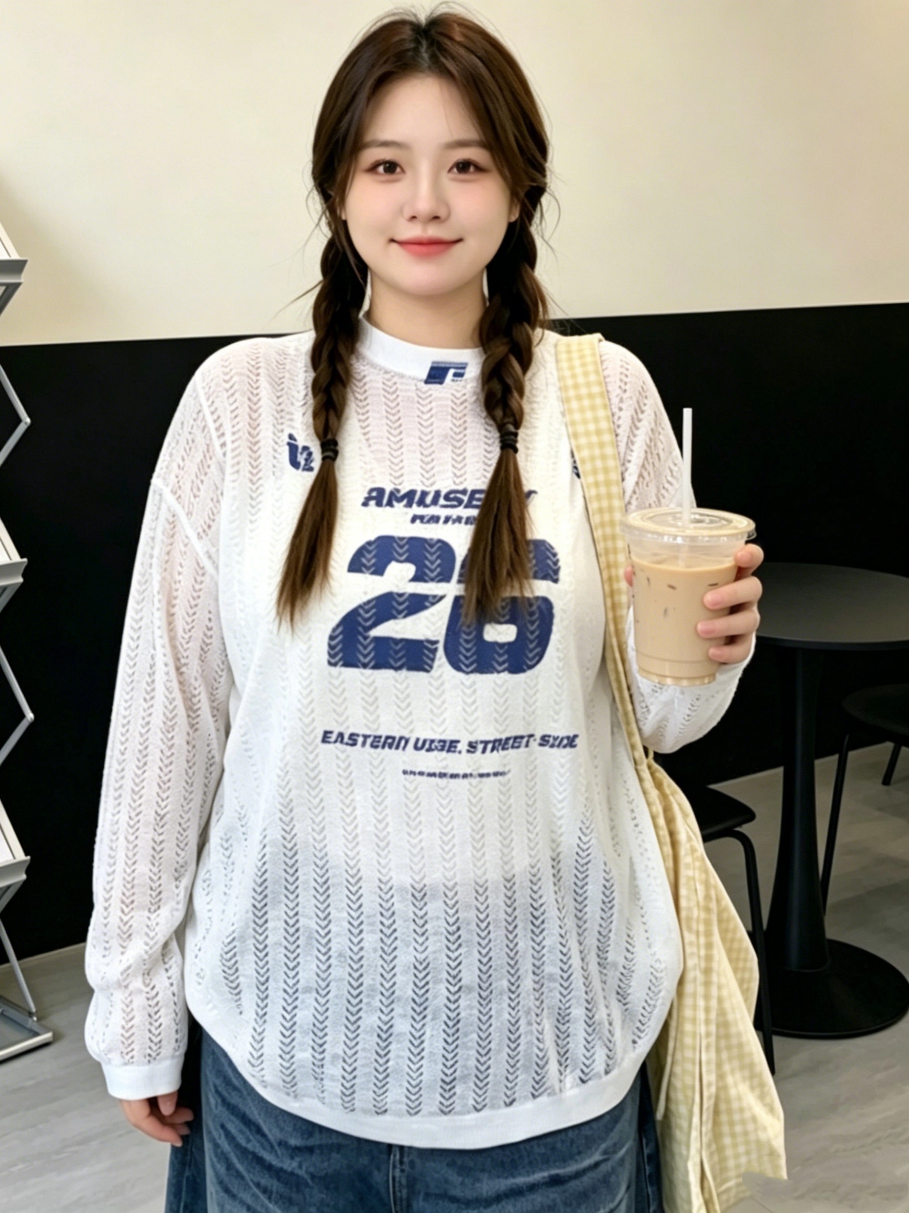 夏季新款輕薄鏤空長袖針織防曬罩衫T恤女美式設計感寬松顯瘦上衣
