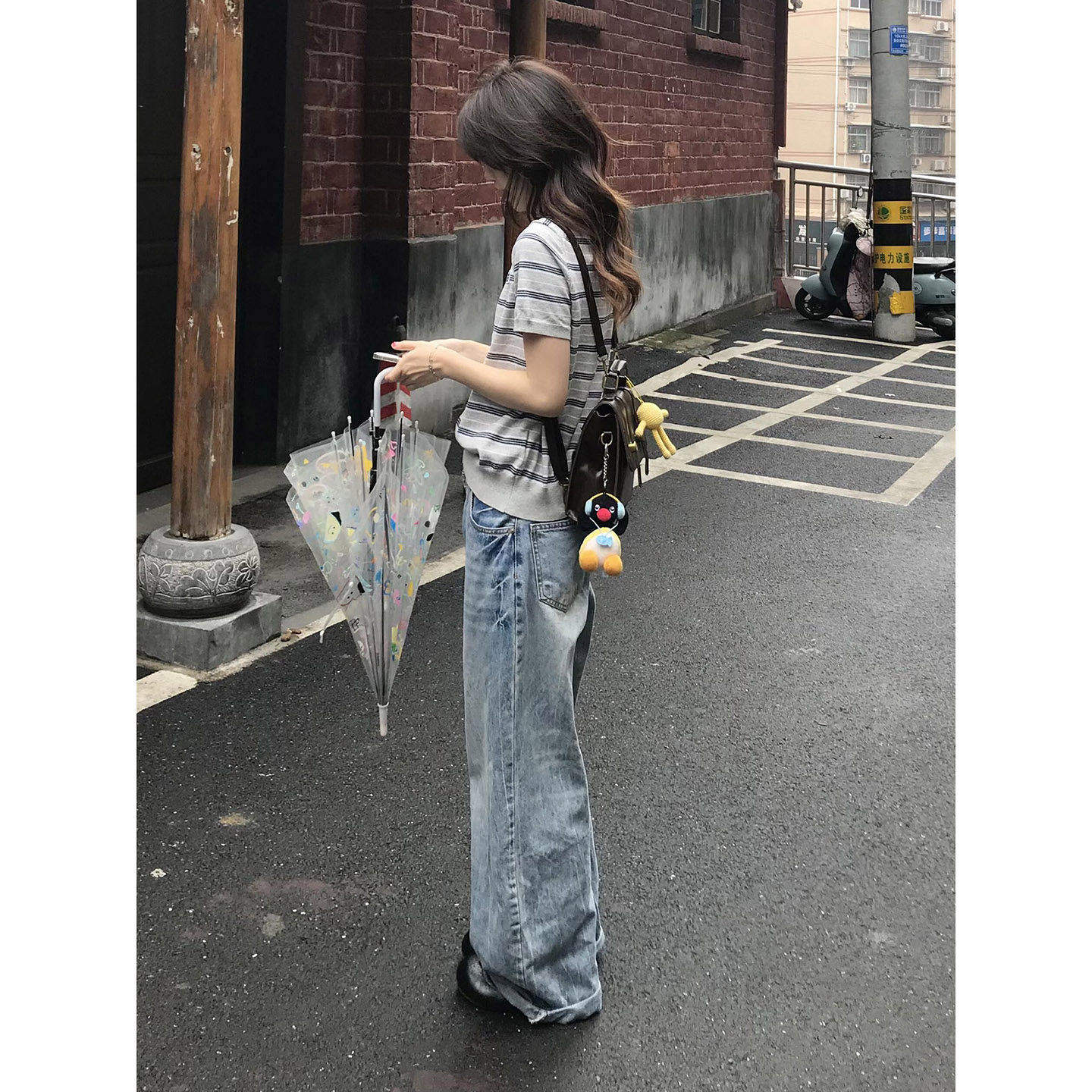 灰白條紋POLO衫韓系2026新款休閑百搭高級感上衣短袖t恤春夏季女