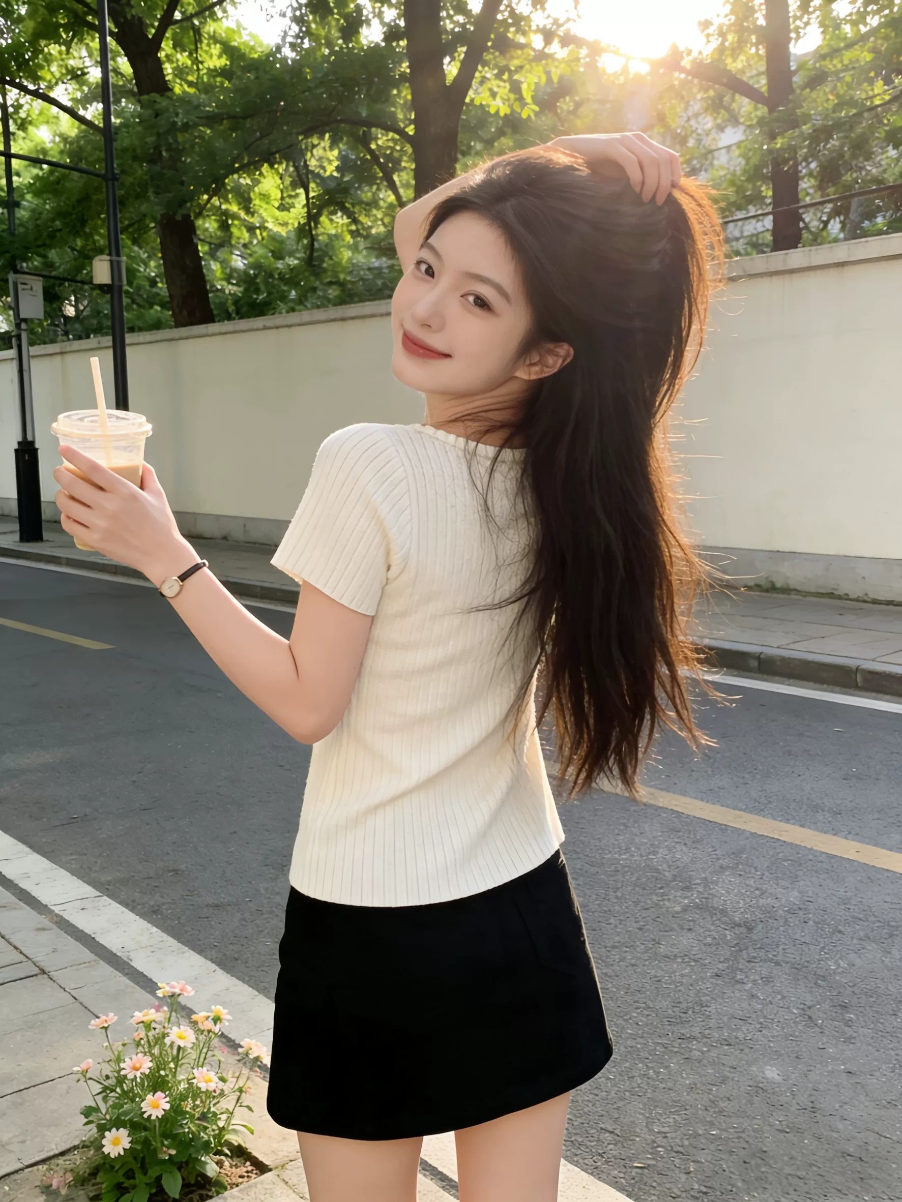 圓領正肩針織短袖T恤女2026年夏季新款高級感修身露鎖骨短款上衣