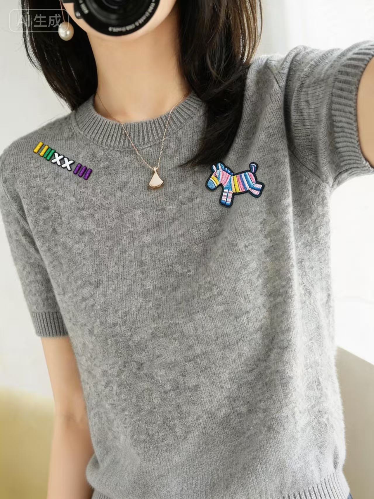 好看短袖t恤女夏季休閑寬松今年新款爆款洋氣高腰顯瘦短款上衣服