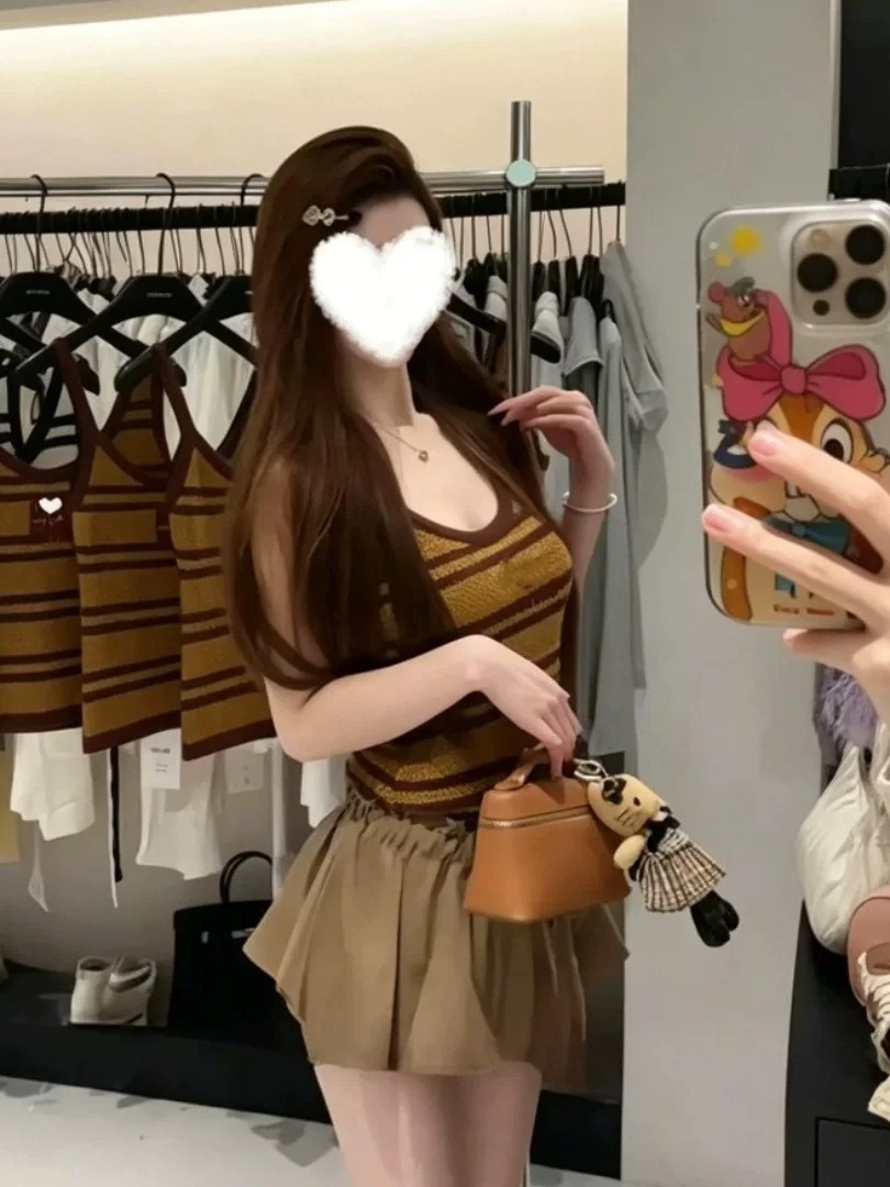 韓系吊帶條紋針織背心女夏季2026新款外穿修身性感辣妹無袖小上衣