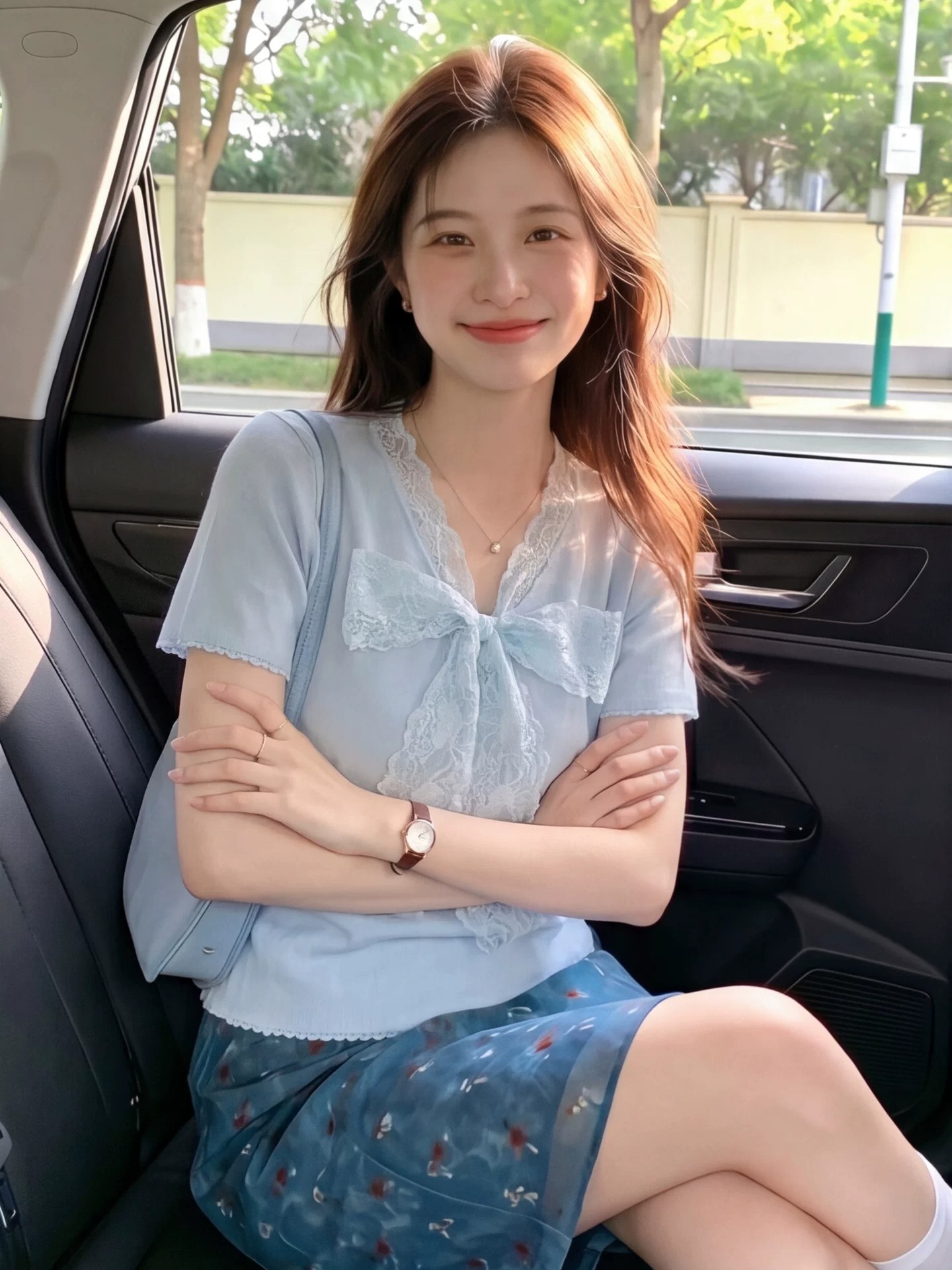 多巴胺蕾絲蝴蝶結V領針織上衣女夏季小個子甜辣收腰顯瘦短袖t恤薄