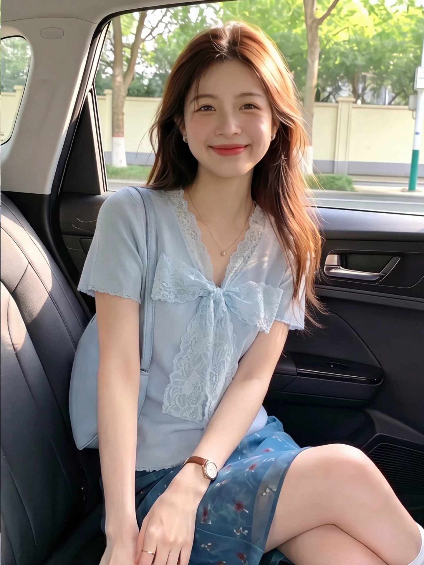 多巴胺蕾絲蝴蝶結V領針織上衣女夏季小個子甜辣收腰顯瘦短袖t恤薄