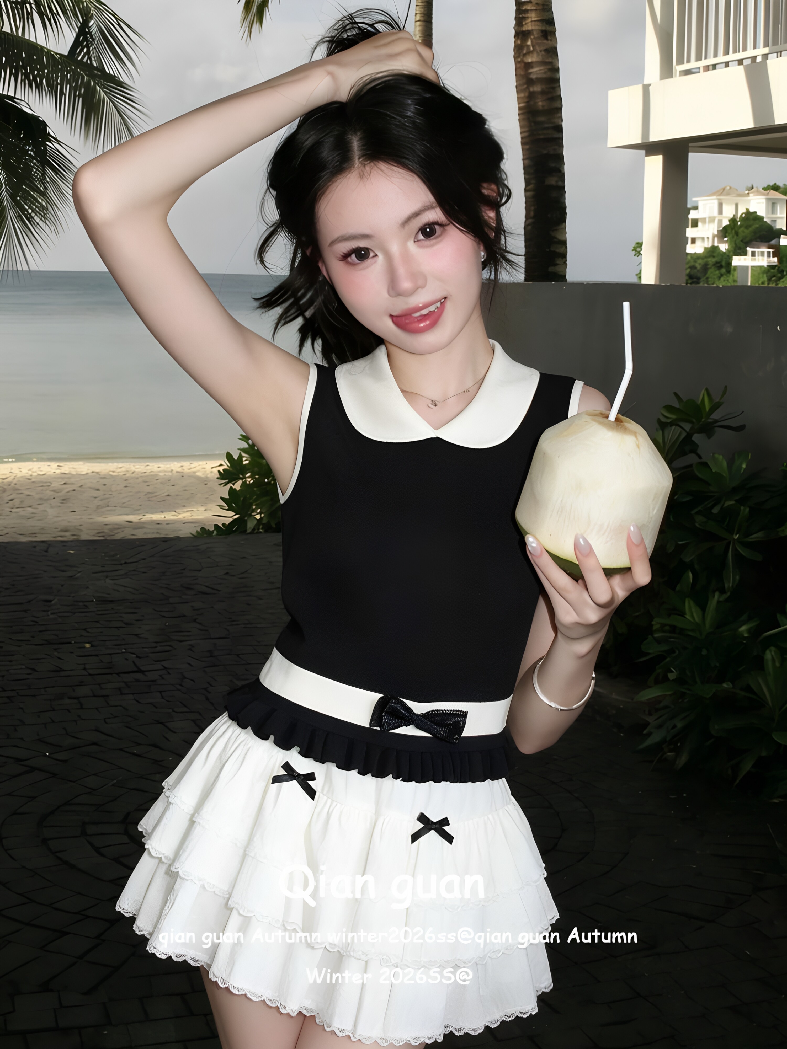 2026年春季美德拉甜美風娃娃領別致無袖針織背心小衫