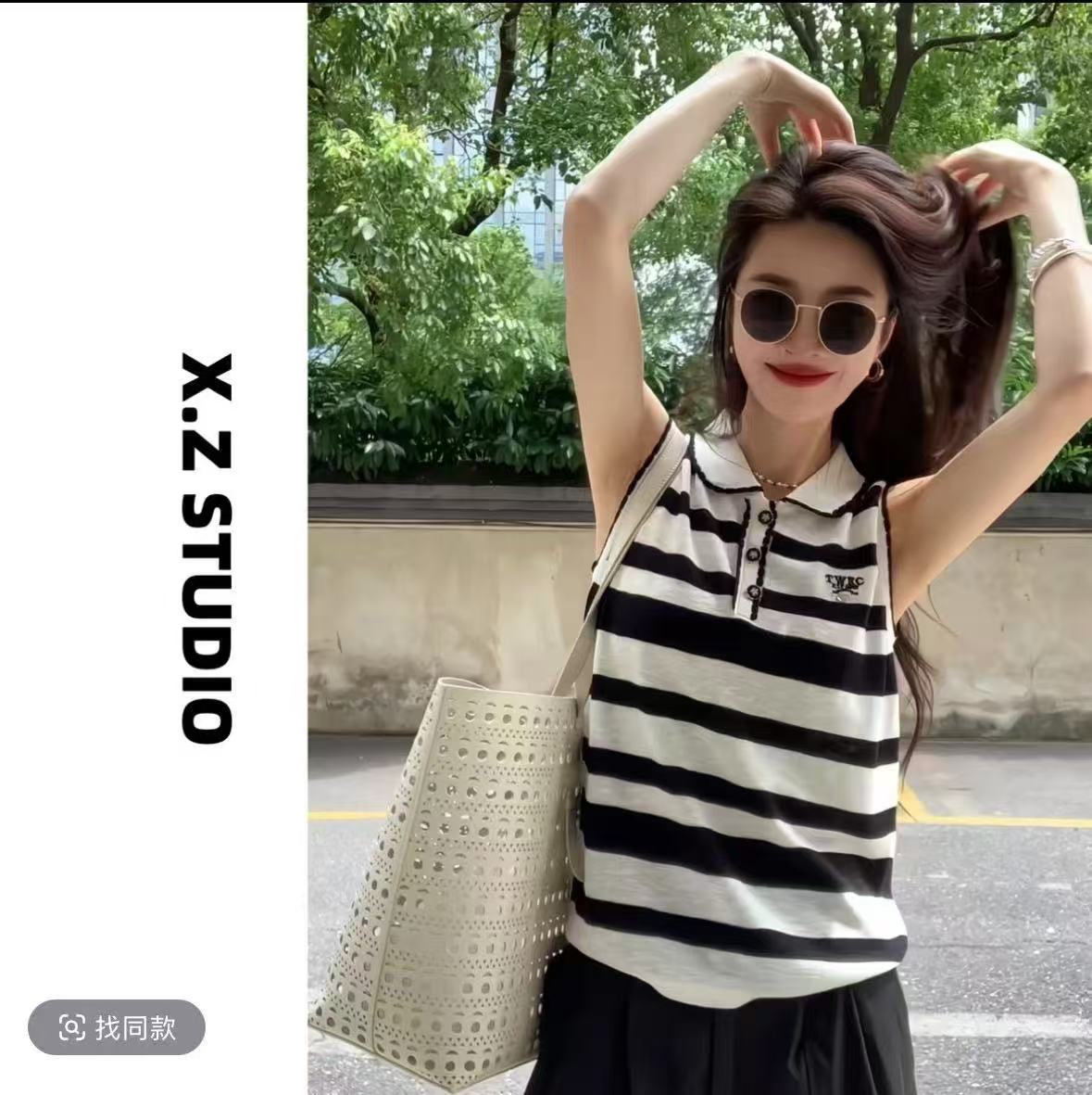 X.ZHEN翻領三粒扣刺繡獨特漂亮小衫新款夏季女上衣洋氣減齡薄