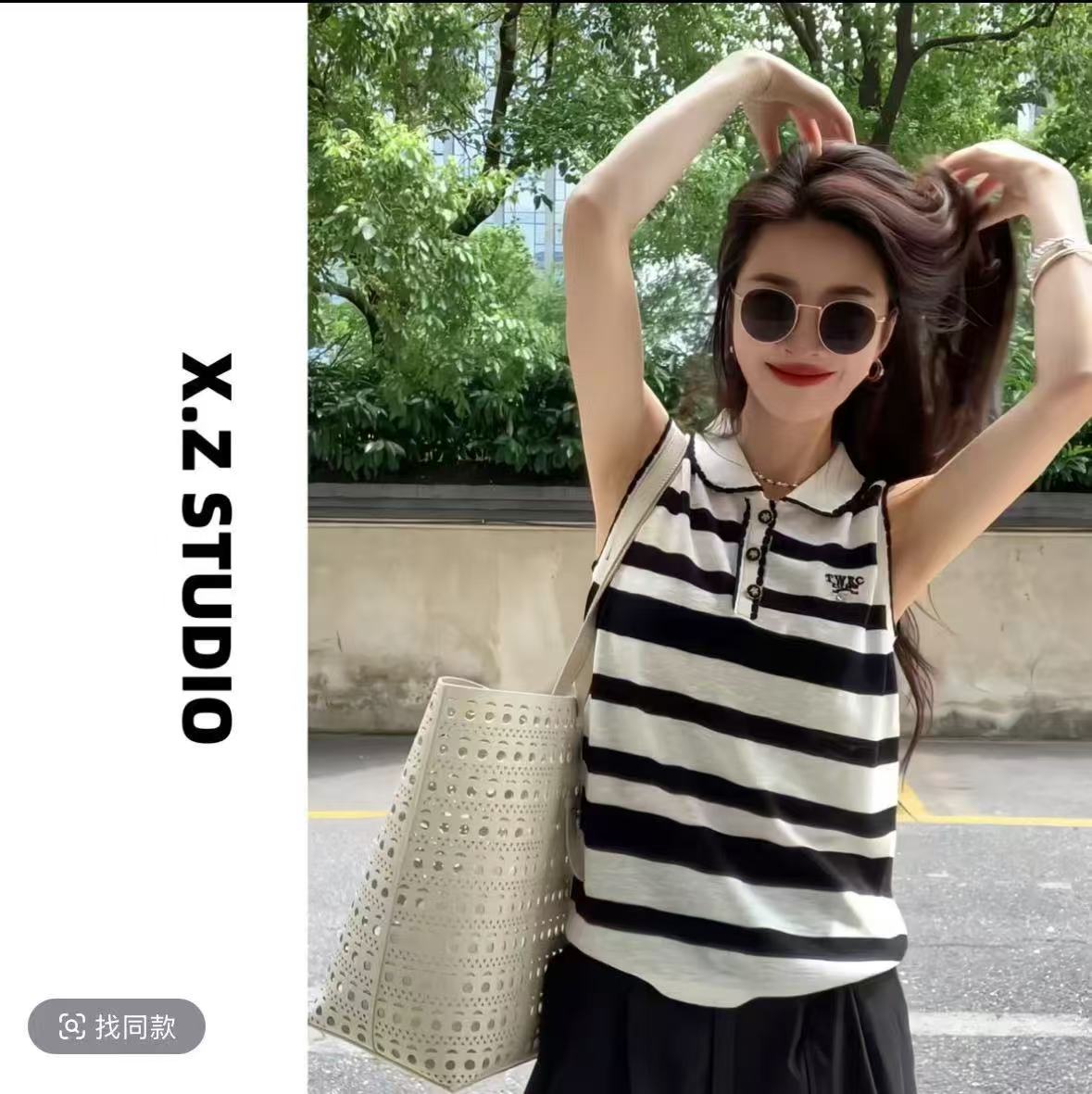 X.ZHEN翻領三粒扣刺繡獨特漂亮小衫新款夏季女上衣洋氣減齡薄