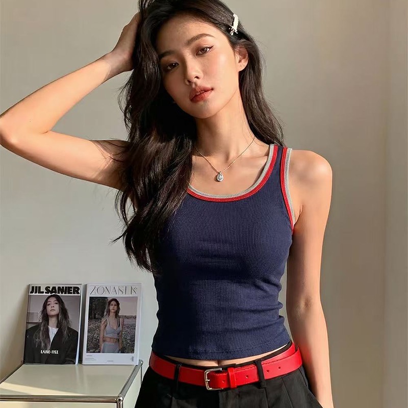 撞色拼接吊帶背心女2026夏季新款韓版休閑時尚氣質百搭顯瘦上衣