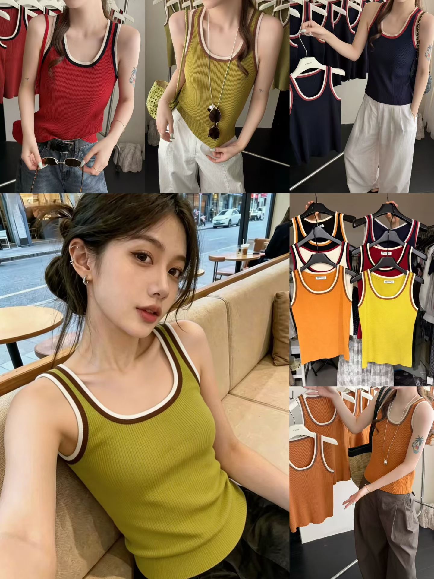 撞色拼接吊帶背心女2026夏季新款韓版休閑時尚氣質百搭顯瘦上衣