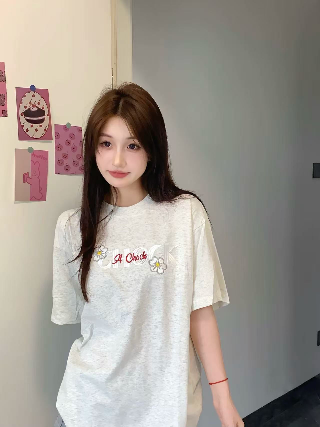 RY127# 纯棉原版刺绣品质升级美式设计宽松字母百搭潮流时尚夏短袖