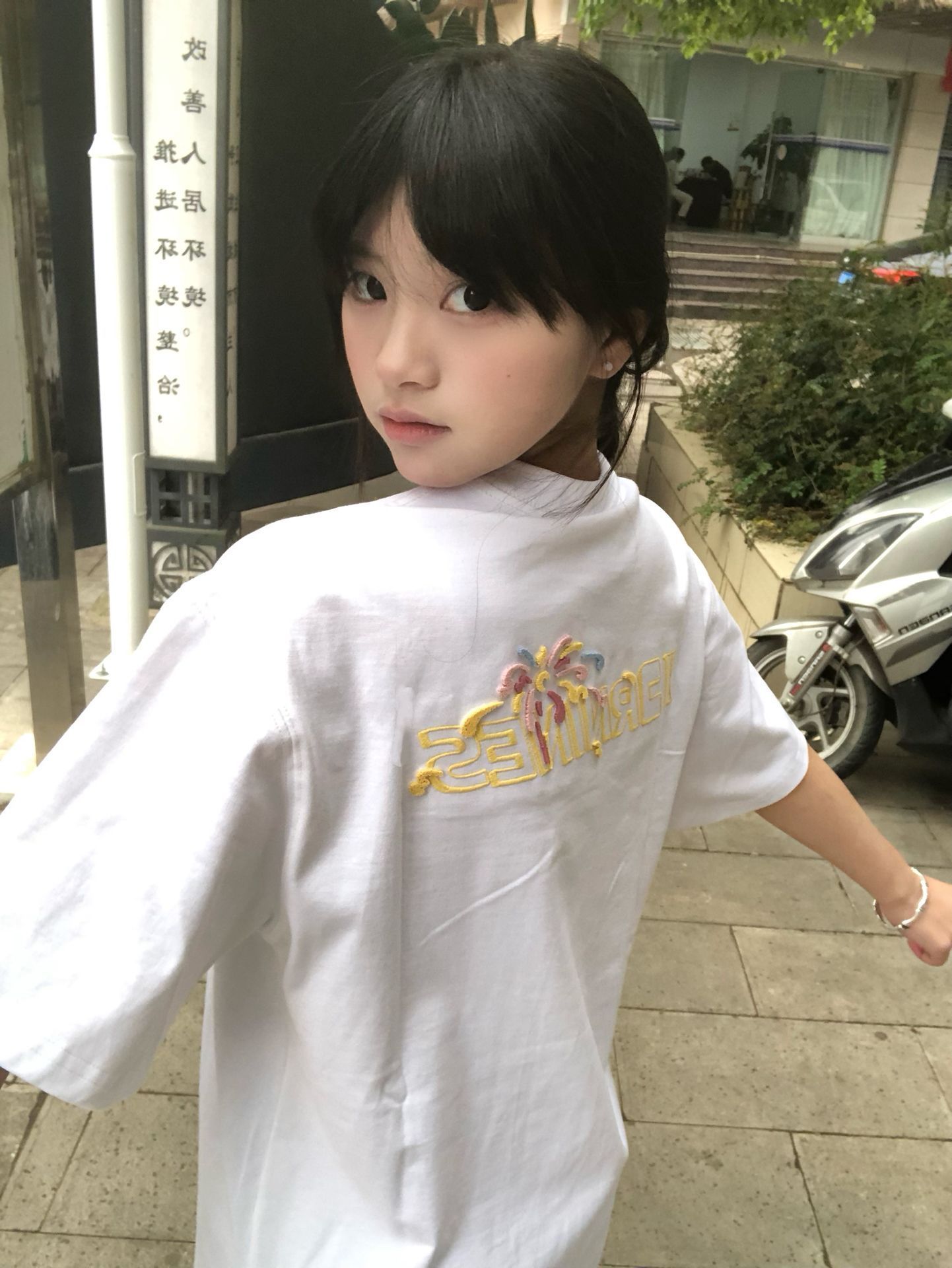 RY123# 纯棉原版刺绣品质升级2026夏季爆款设计烟花字母白色短袖T恤