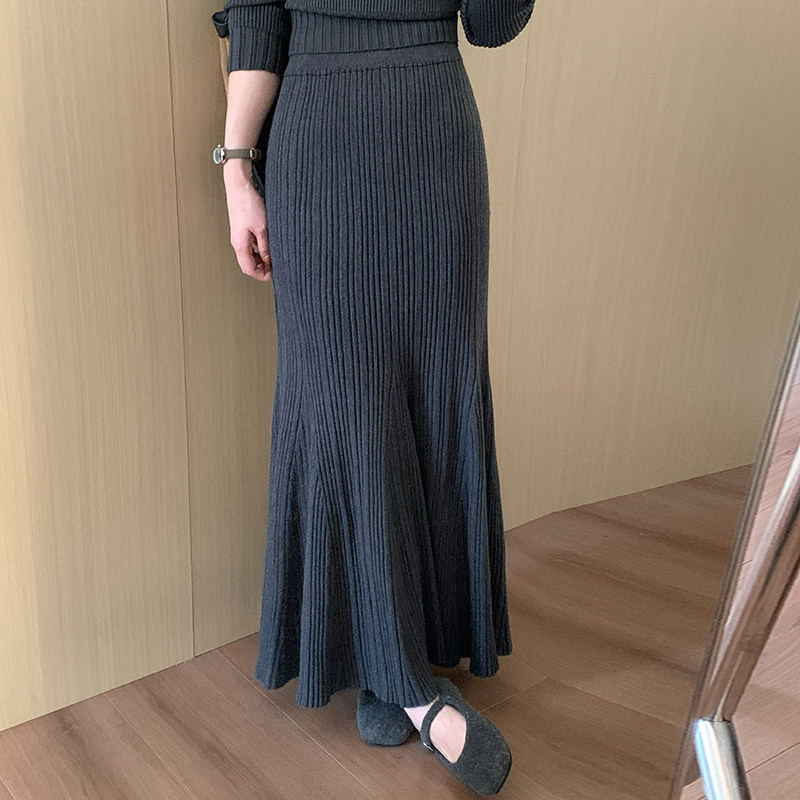 修身淑女風魚尾半身裙冬季新款減齡氣質收腰顯瘦長款裙子