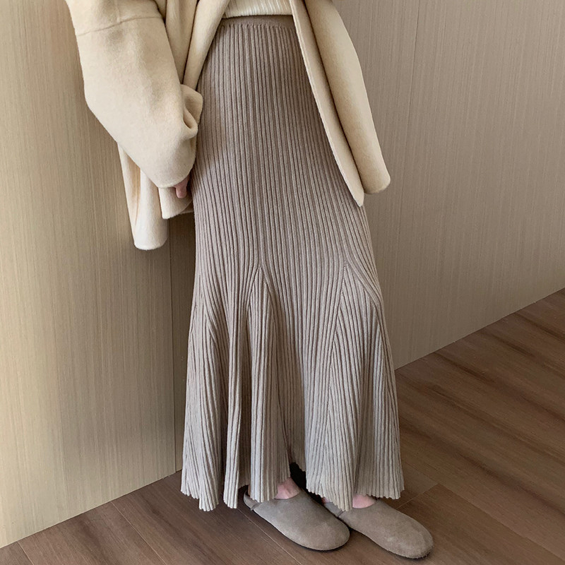 修身淑女風魚尾半身裙冬季新款減齡氣質收腰顯瘦長款裙子