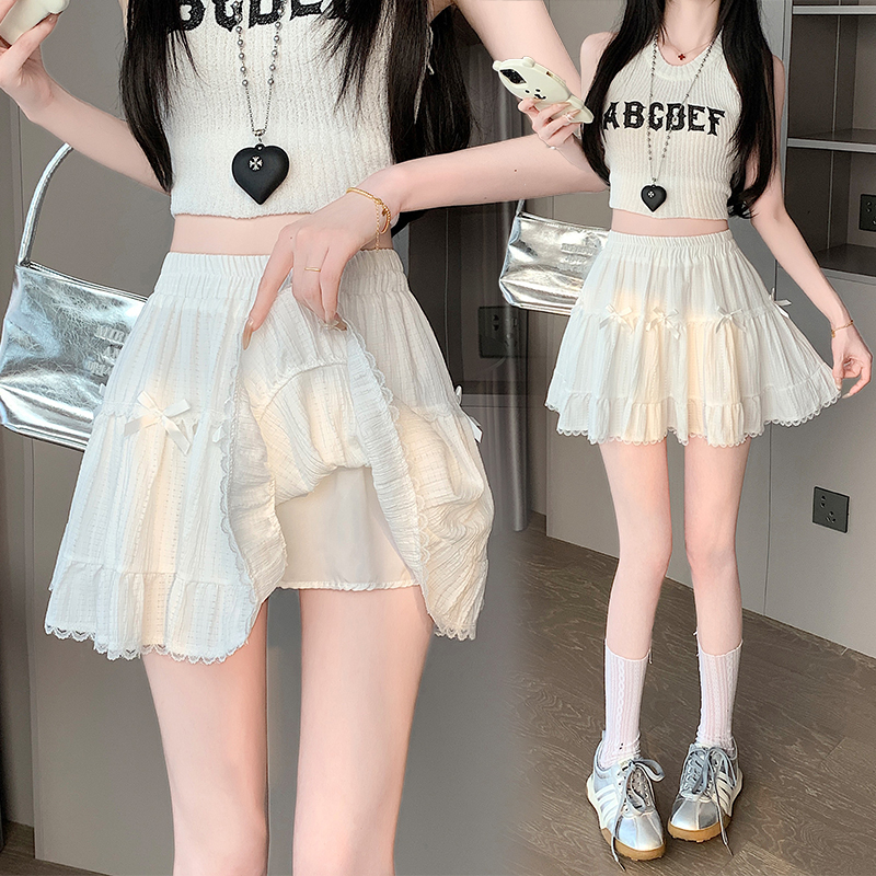實拍～蕾絲邊白色半身裙女夏季2026新款a字短裙小個子百搭半身裙