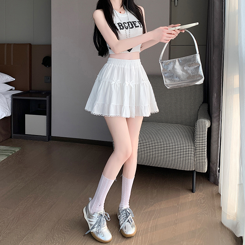 實拍～蕾絲邊白色半身裙女夏季2026新款a字短裙小個子百搭半身裙